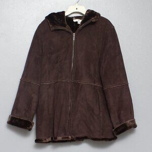 Vintage Jones New York 90s Y2K chocolate brown faux fur coat